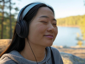 headphones lady