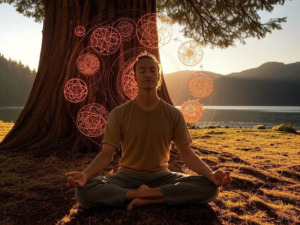 meditating outdoors
