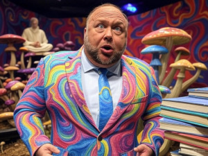 alex jones in a rainbow suit